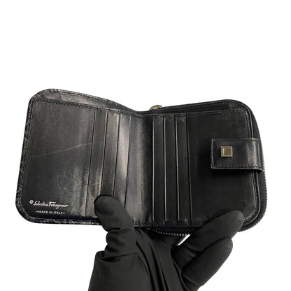 Salvatore Ferragamo Black Leather Gancini