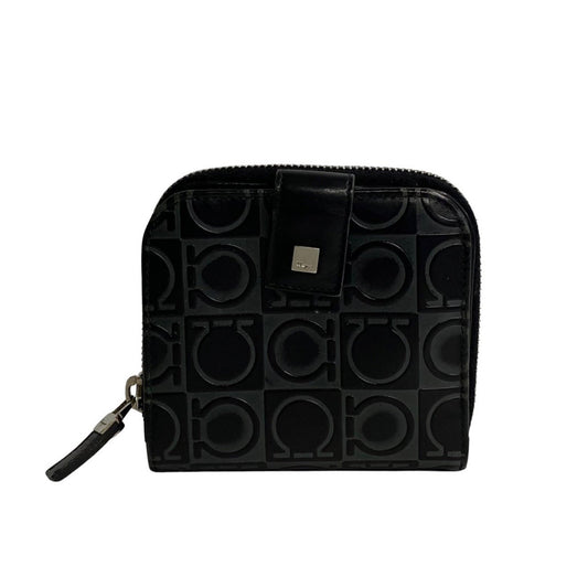 Salvatore Ferragamo Black Leather Gancini