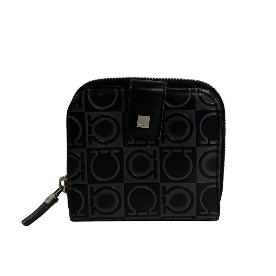 Salvatore Ferragamo Black Leather Gancini