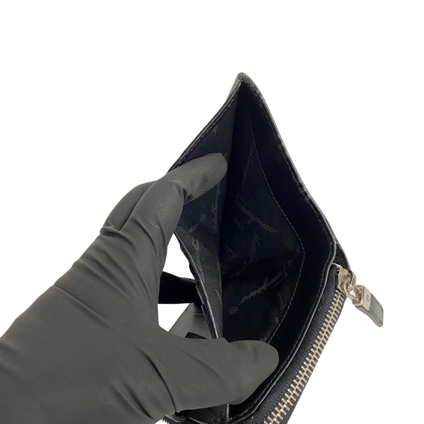 Salvatore Ferragamo Black Leather Gancini