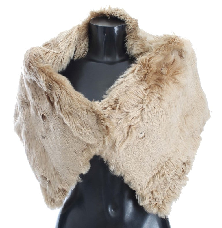 Dolce & Gabbana Elegant Alpaca Fur Shoulder Wrap In Beige