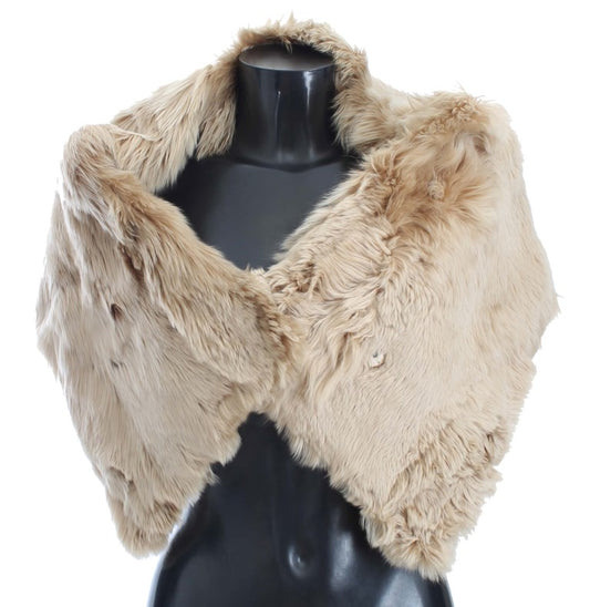 Dolce & Gabbana Elegant Alpaca Fur Shoulder Wrap In Beige