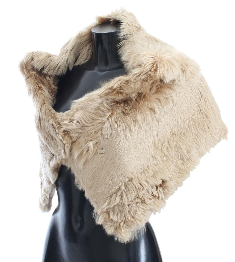 Dolce & Gabbana Elegant Alpaca Fur Shoulder Wrap In Beige
