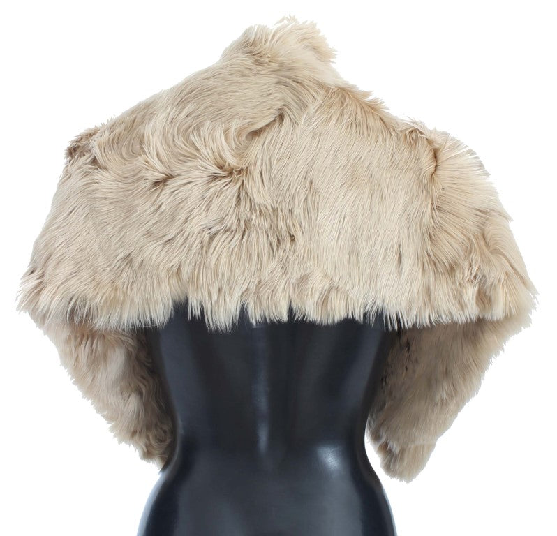 Dolce & Gabbana Elegant Alpaca Fur Shoulder Wrap In Beige