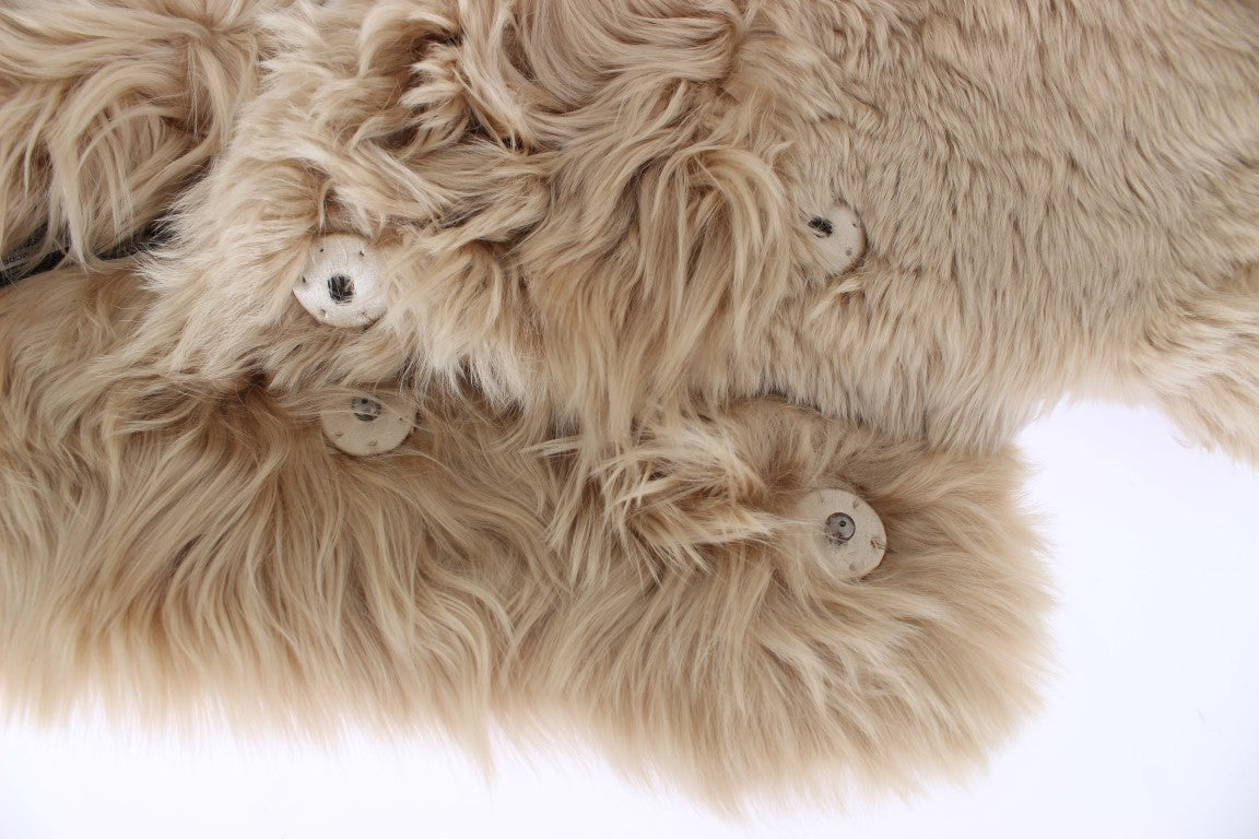 Dolce & Gabbana Elegant Alpaca Fur Shoulder Wrap In Beige