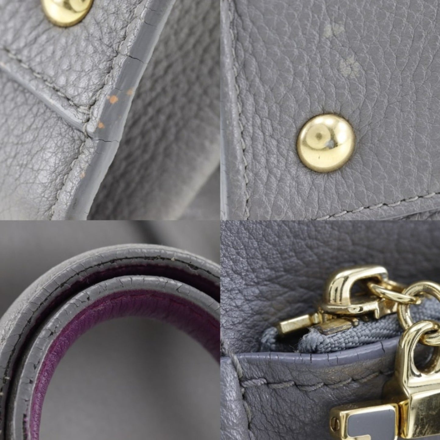 Salvatore Ferragamo Gray Leather Gancini