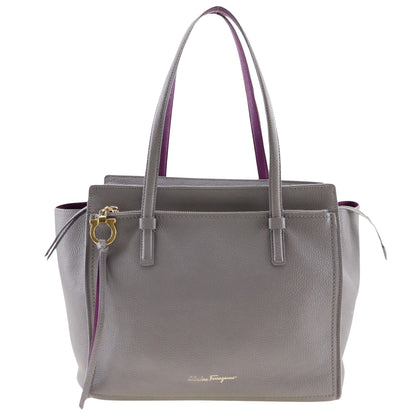 Salvatore Ferragamo Gray Leather Gancini