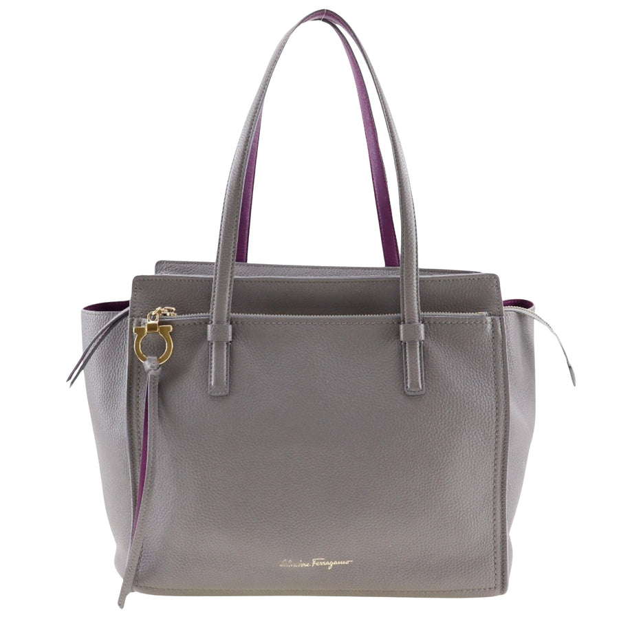 Salvatore Ferragamo Gray Leather Gancini