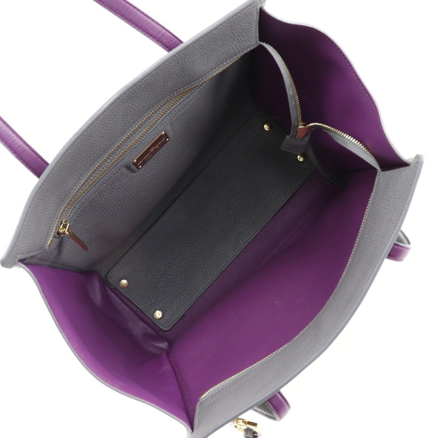 Salvatore Ferragamo Gray Leather Gancini