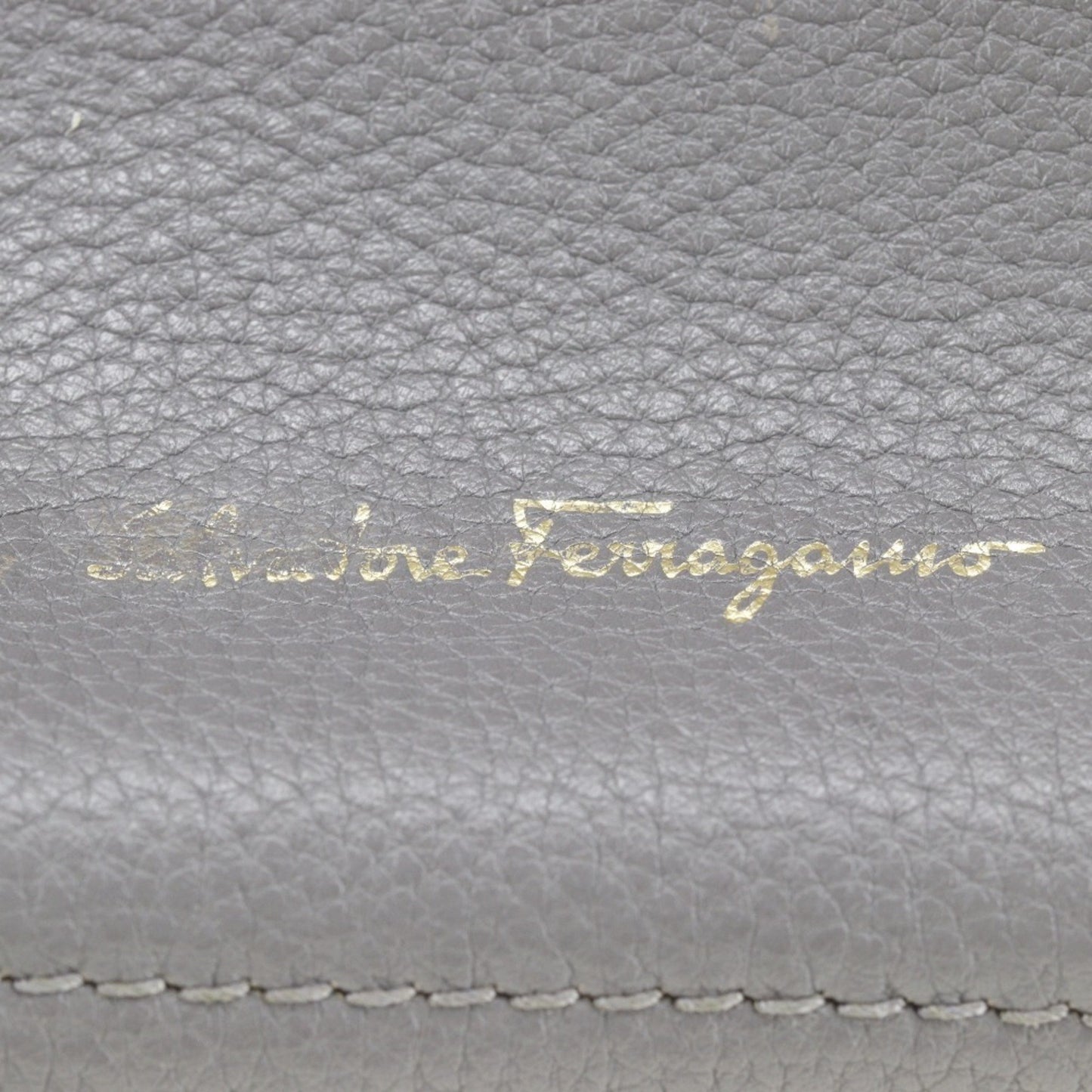 Salvatore Ferragamo Gray Leather Gancini
