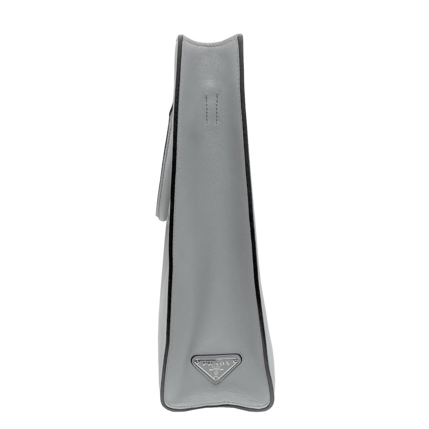 Prada Gray Leather Triangle Logo