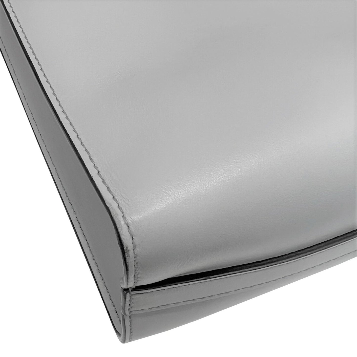 Prada Gray Leather Triangle Logo