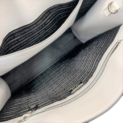 Prada Gray Leather Triangle Logo