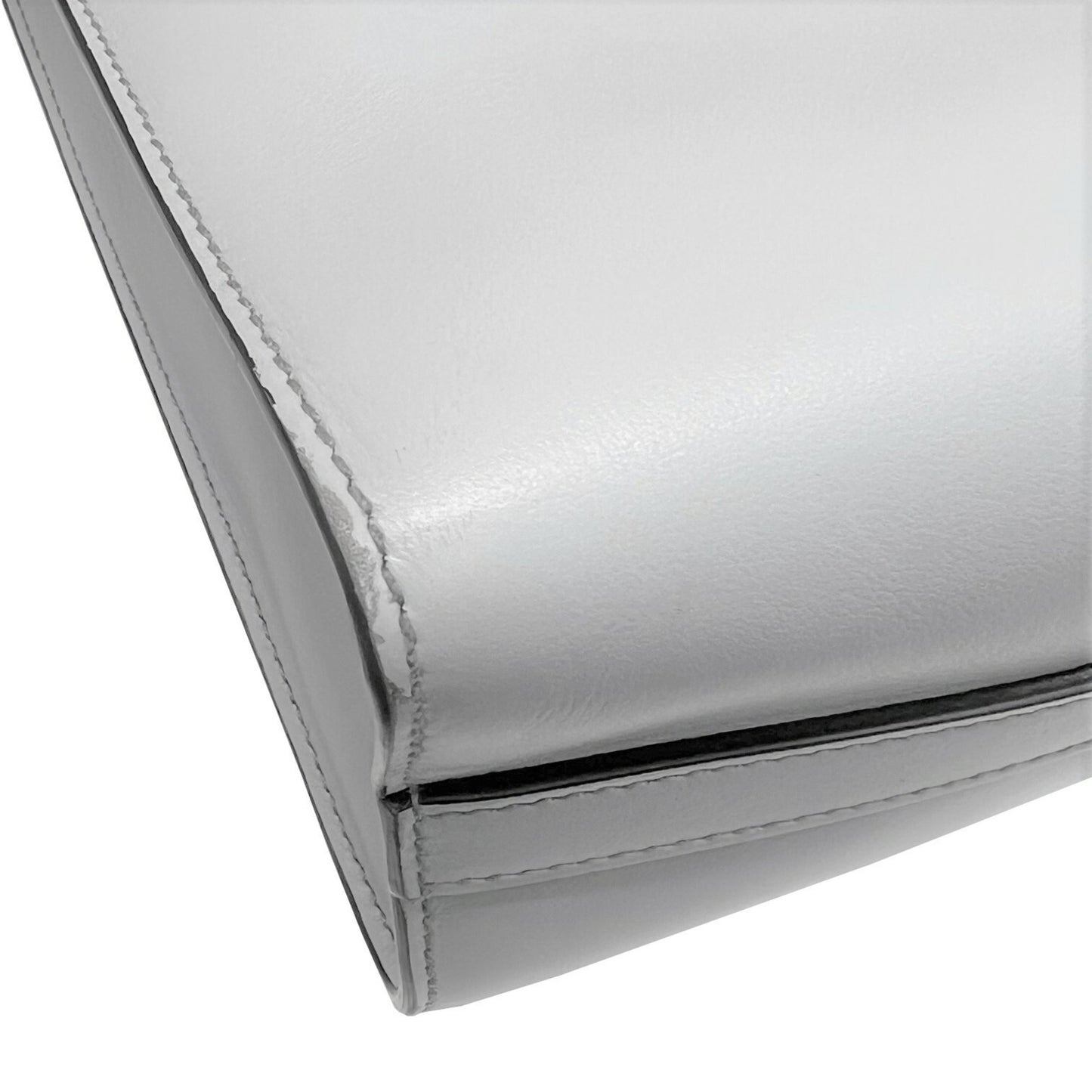 Prada Gray Leather Triangle Logo