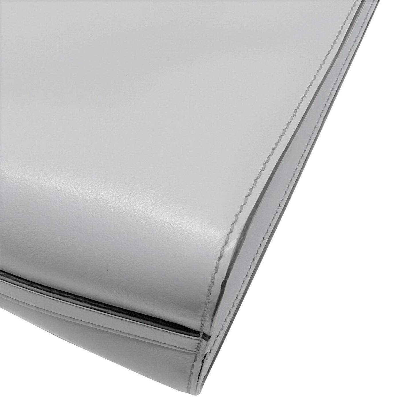 Prada Gray Leather Triangle Logo