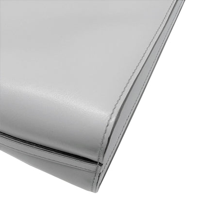 Prada Gray Leather Triangle Logo