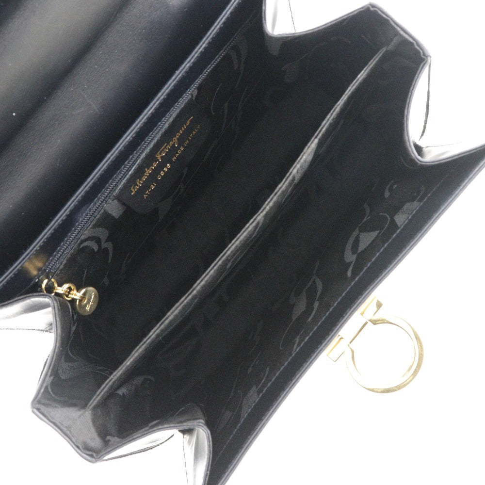 Salvatore Ferragamo Black Leather Iconic Top Handle