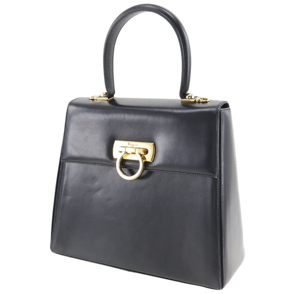 Salvatore Ferragamo Black Leather Iconic Top Handle