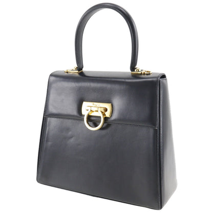 Salvatore Ferragamo Black Leather Iconic Top Handle