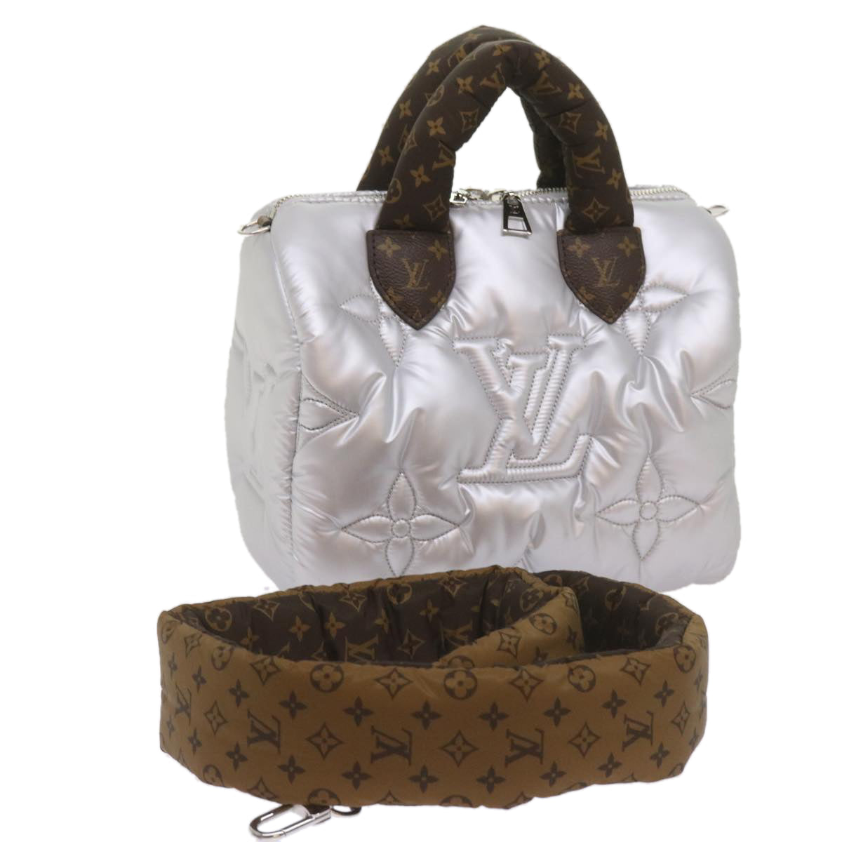 Louis Vuitton Silver Synthetic Speedy Bandoulière 25