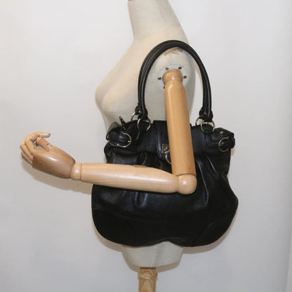 Salvatore Ferragamo Black Leather Gancio