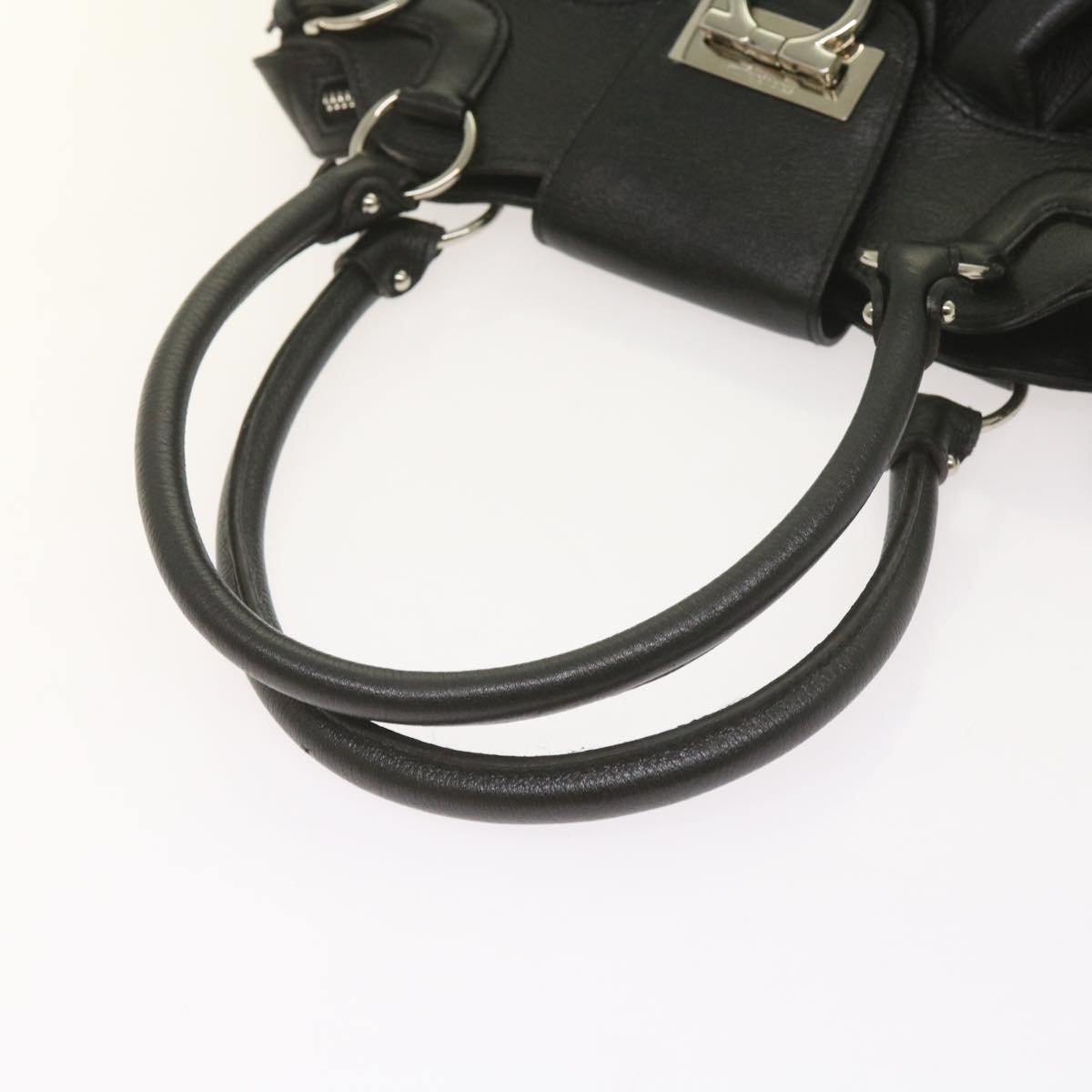Salvatore Ferragamo Black Leather Gancio
