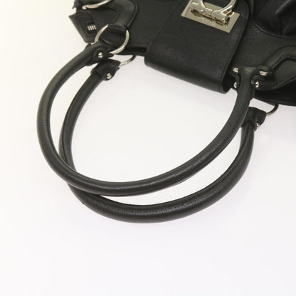 Salvatore Ferragamo Black Leather Gancio