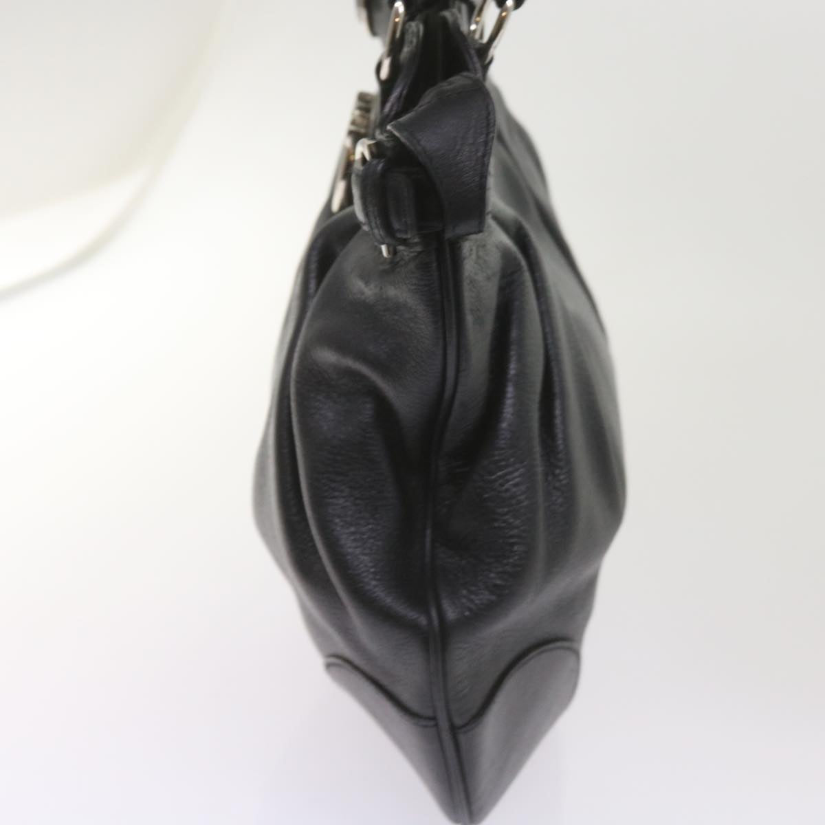 Salvatore Ferragamo Black Leather Gancio