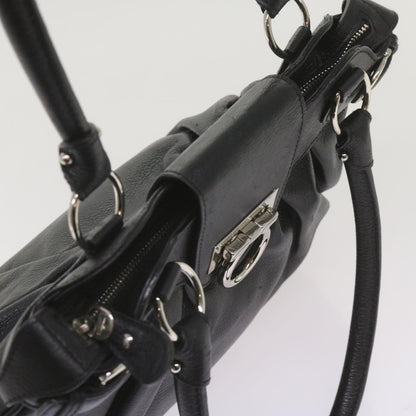 Salvatore Ferragamo Black Leather Gancio