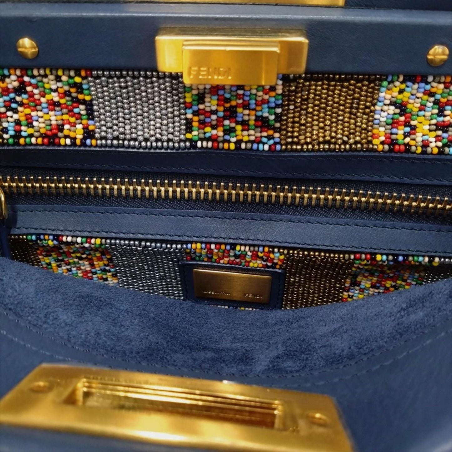 Fendi Blue Leather Peekaboo