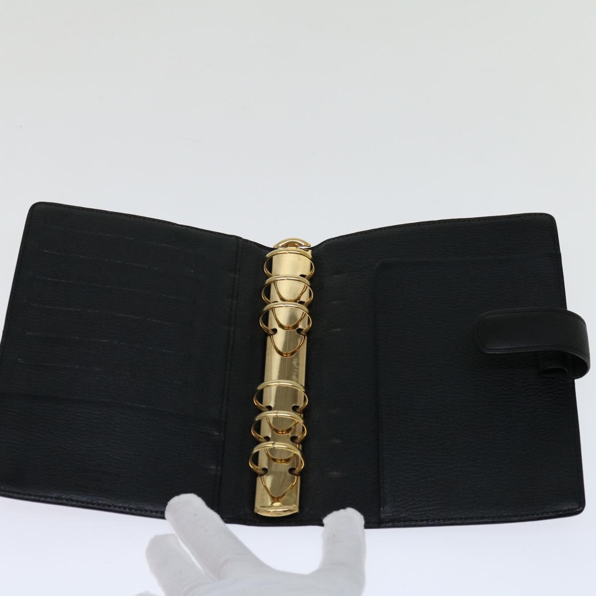 Louis Vuitton Black Leather Agenda Mm