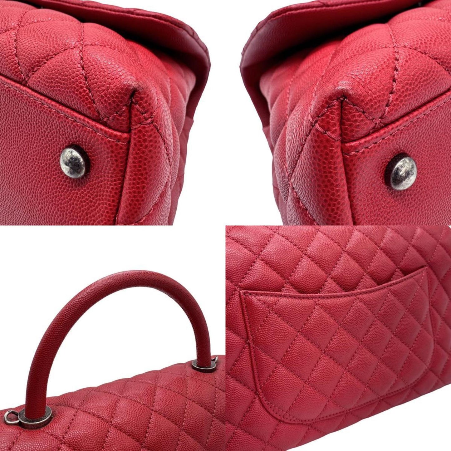 Chanel Red Leather Coco Handle