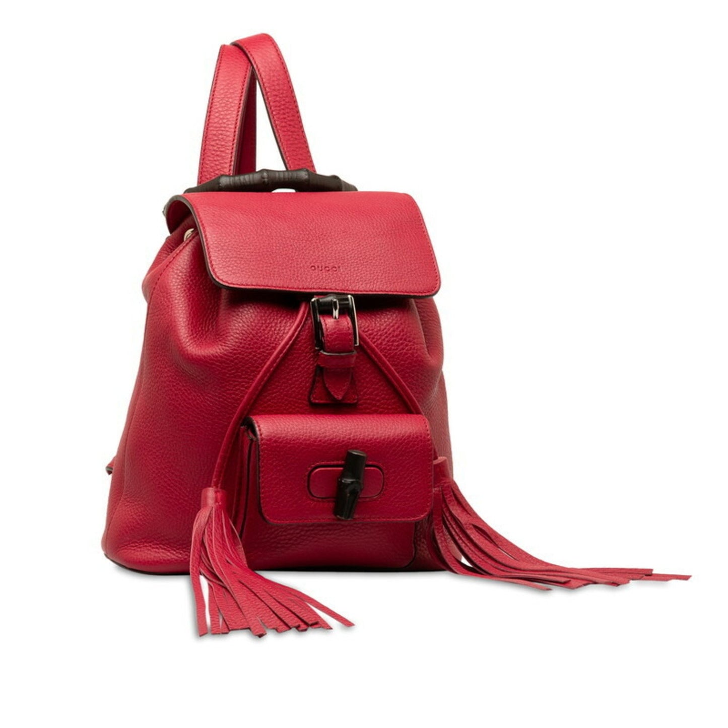 Gucci Red Leather Bamboo