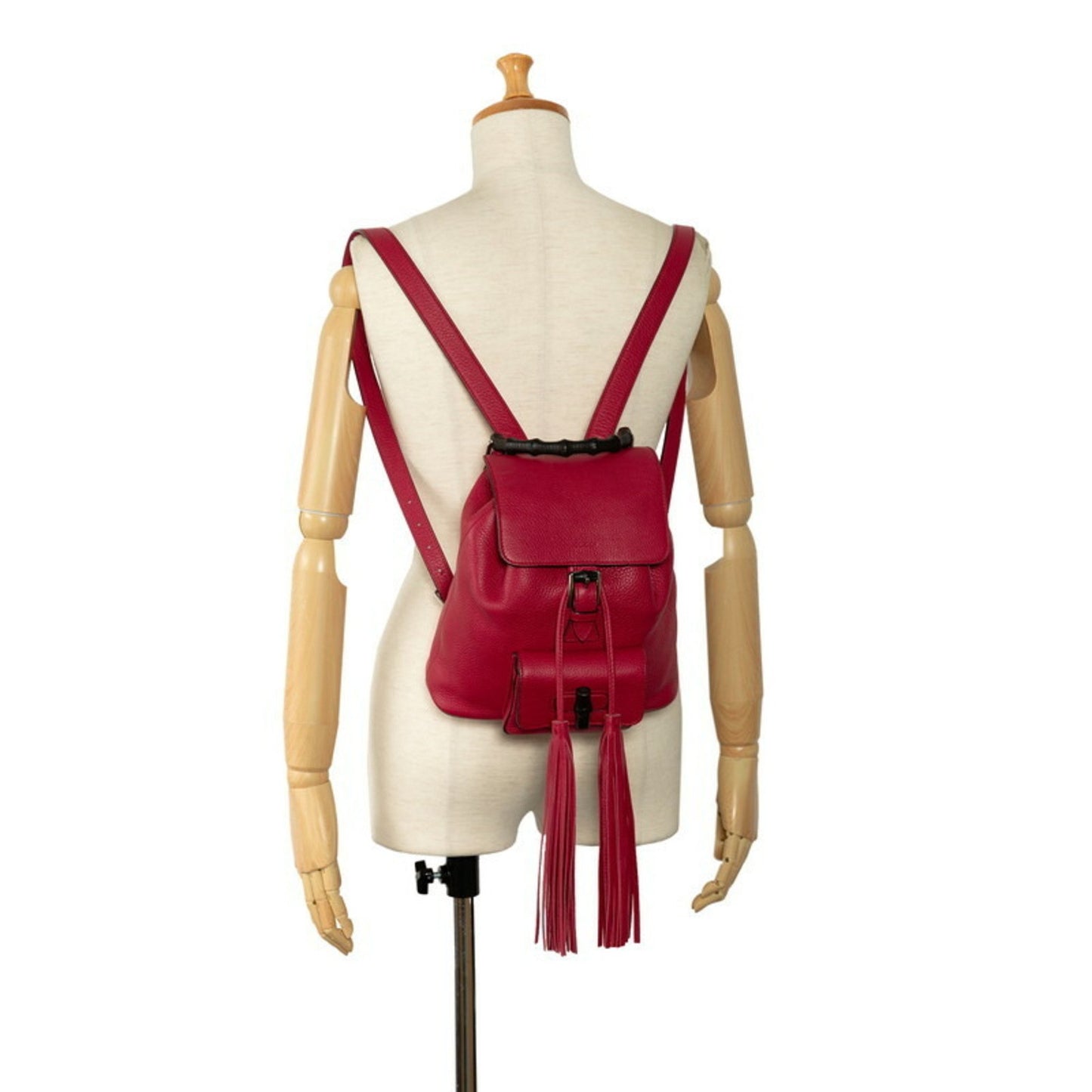 Gucci Red Leather Bamboo