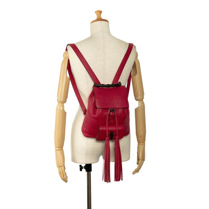 Gucci Red Leather Bamboo