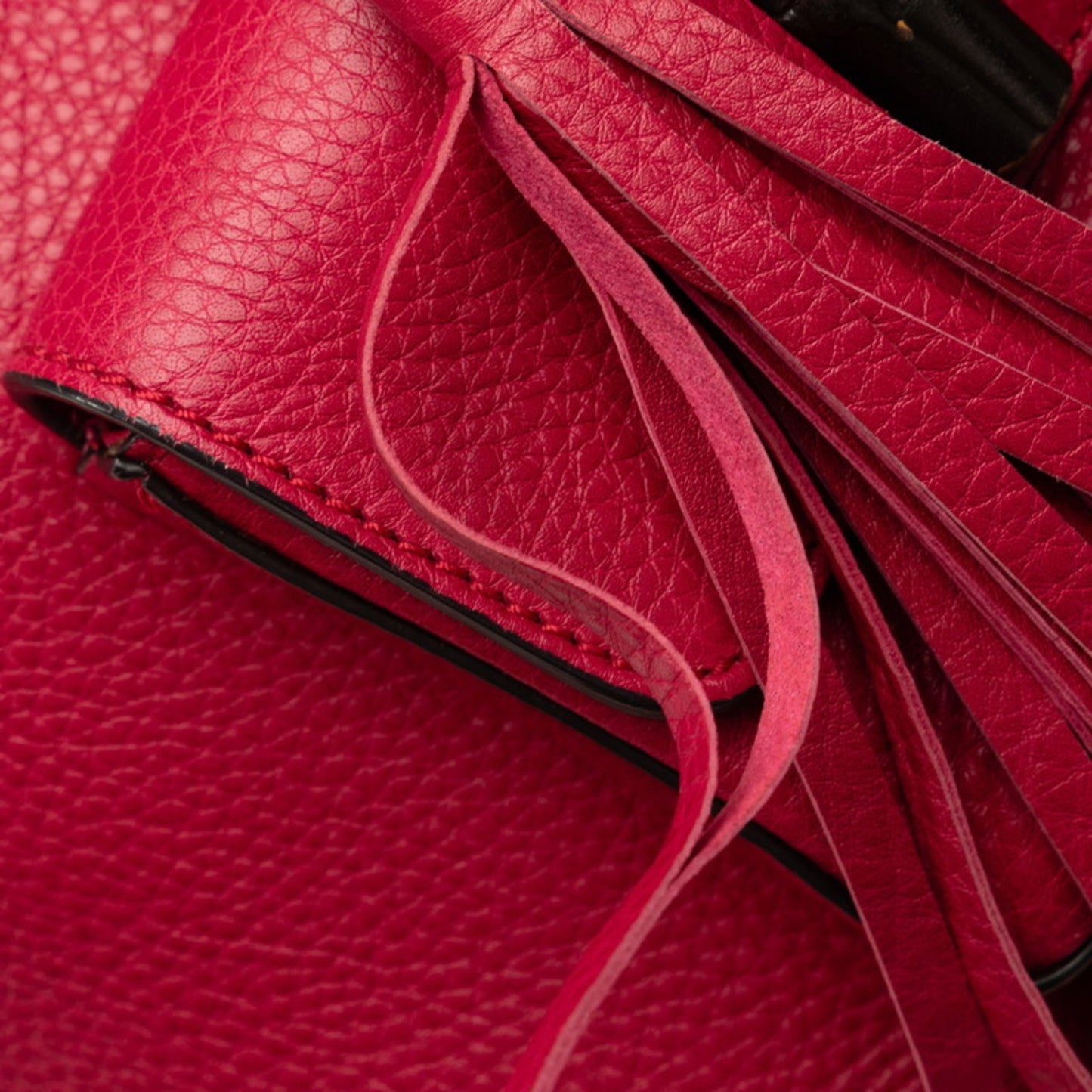 Gucci Red Leather Bamboo