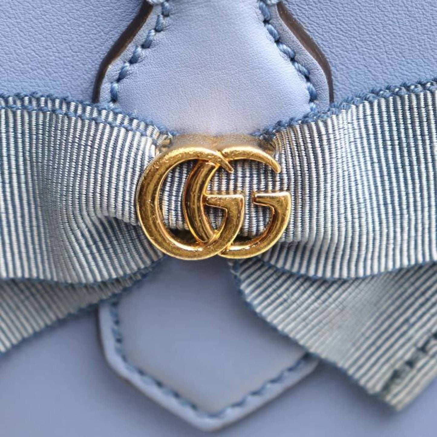 Gucci Blue Leather Gg Ribbon