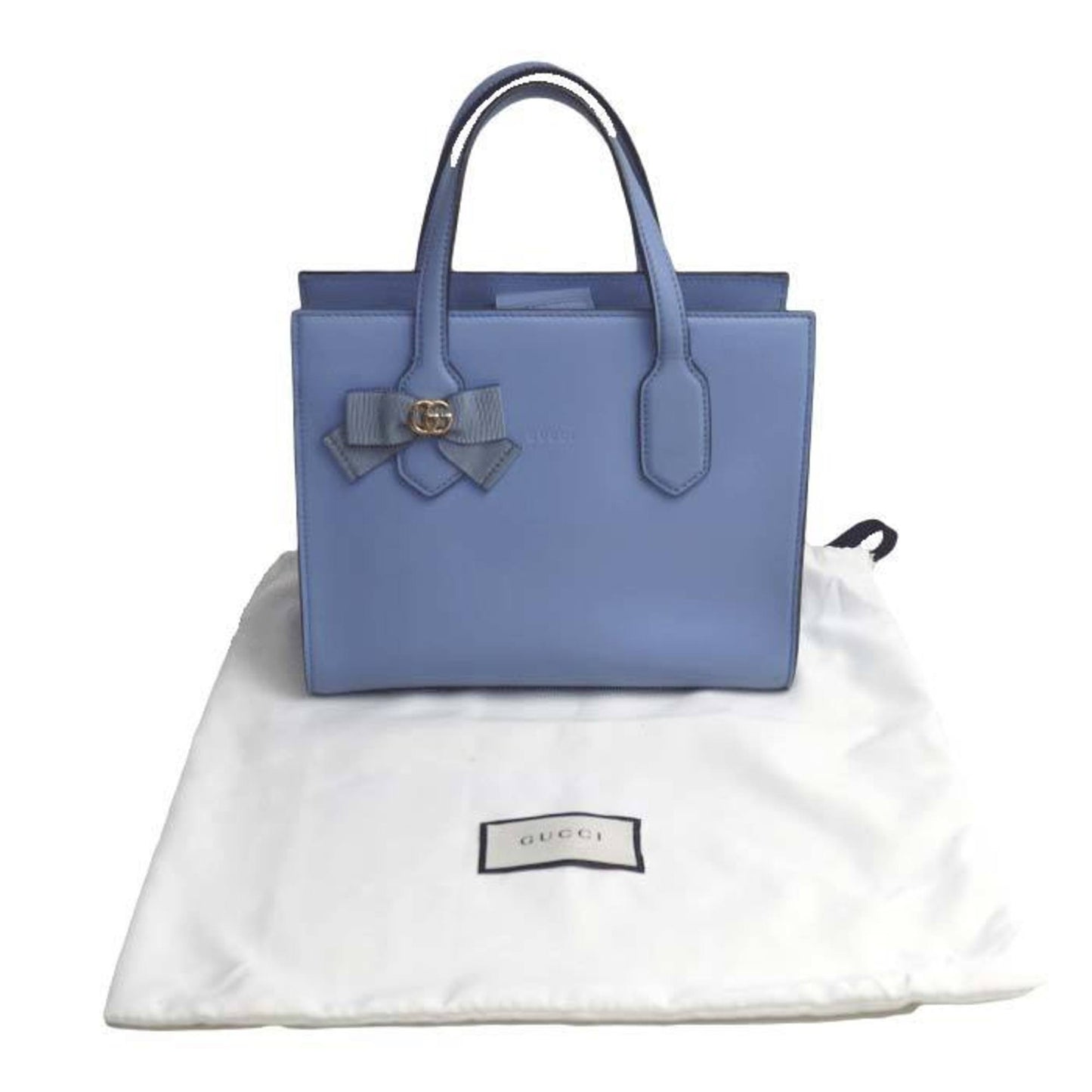Gucci Blue Leather Gg Ribbon