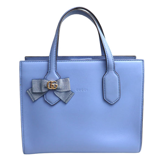 Gucci Blue Leather Gg Ribbon