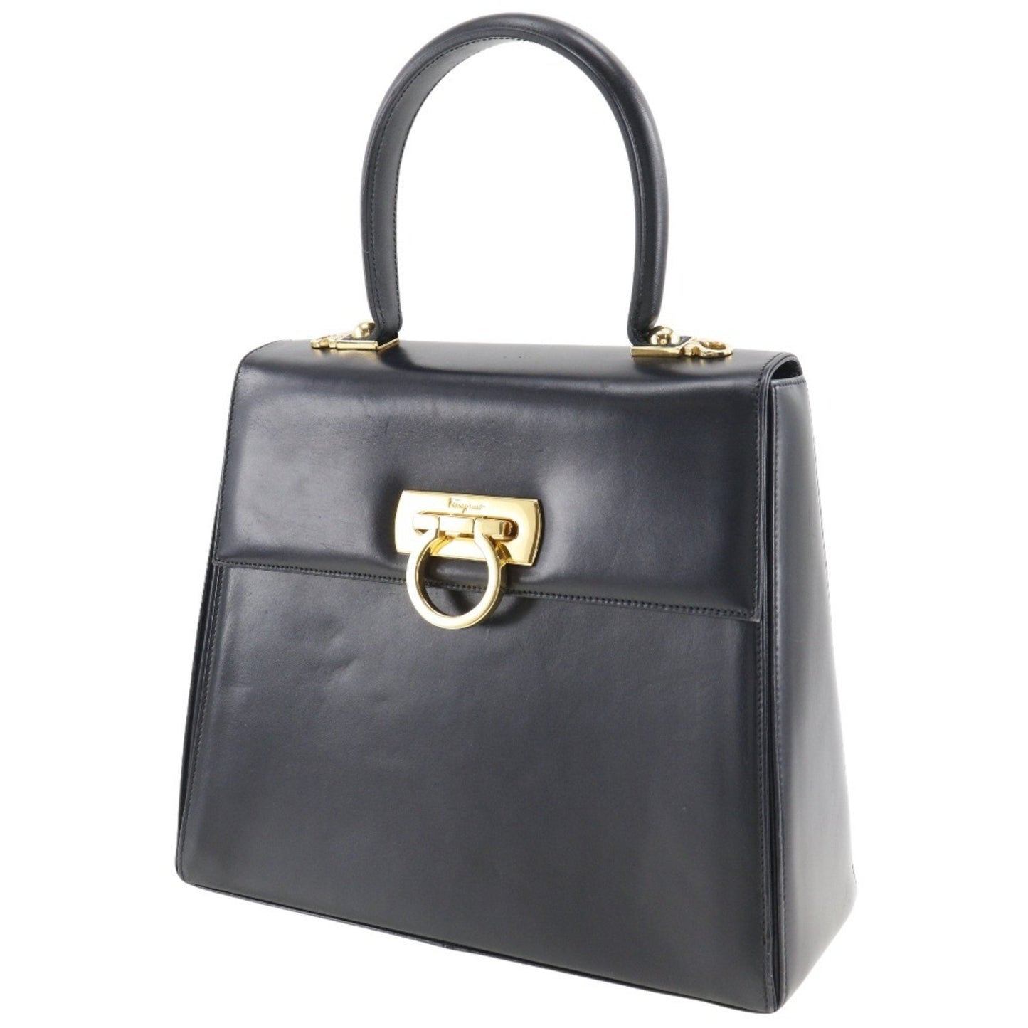 Salvatore Ferragamo Black Leather Gancini
