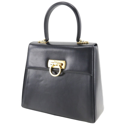 Salvatore Ferragamo Black Leather Gancini