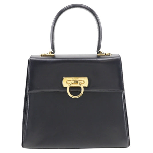 Salvatore Ferragamo Black Leather Gancini