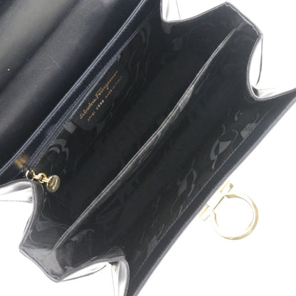 Salvatore Ferragamo Black Leather Gancini