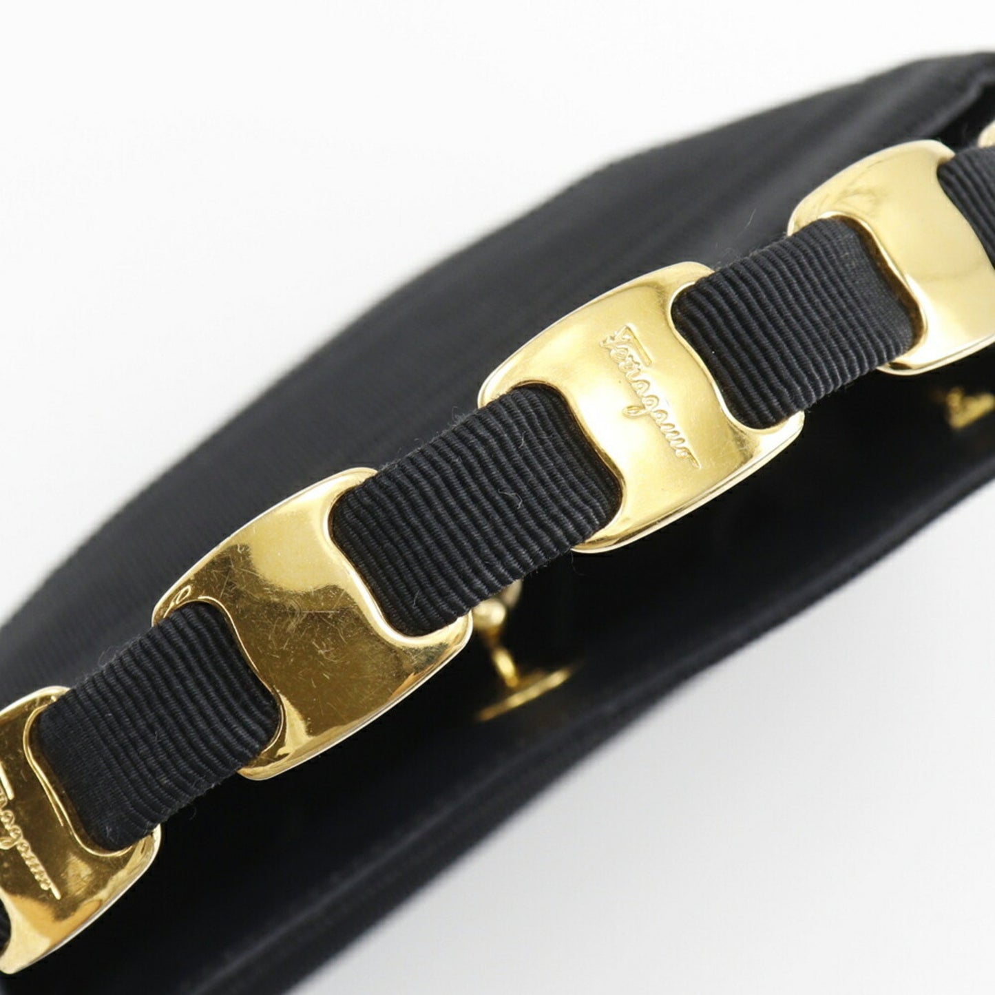 Salvatore Ferragamo Black Canvas Vara