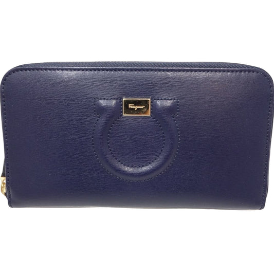 Salvatore Ferragamo Blue Leather Gancini