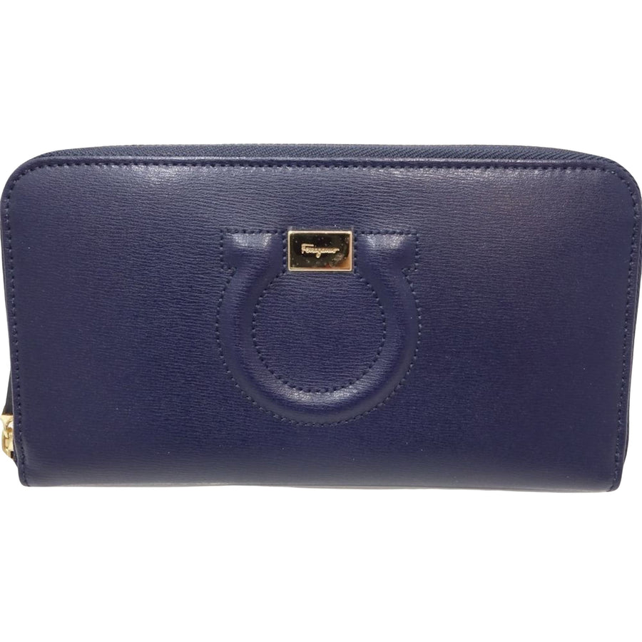 Salvatore Ferragamo Blue Leather Gancini