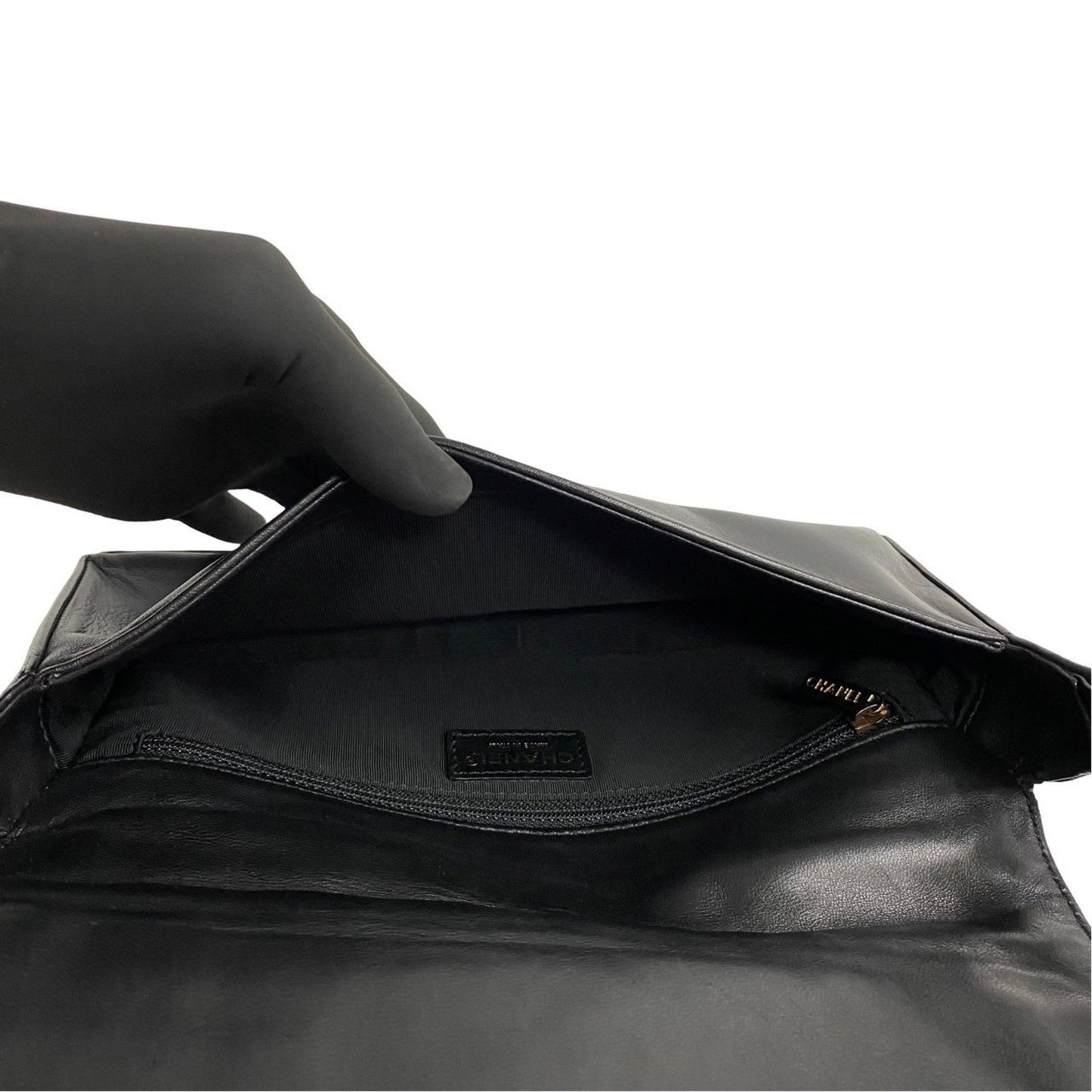 Chanel Black Leather Chocolate Bar