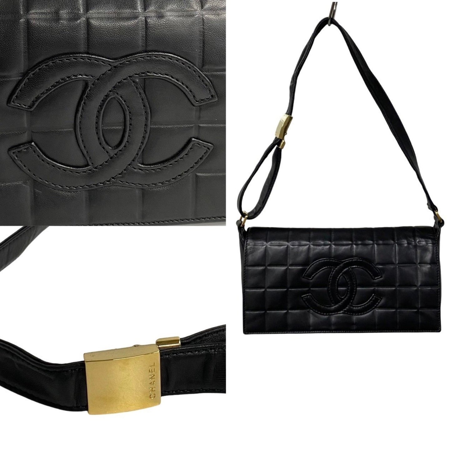 Chanel Black Leather Chocolate Bar