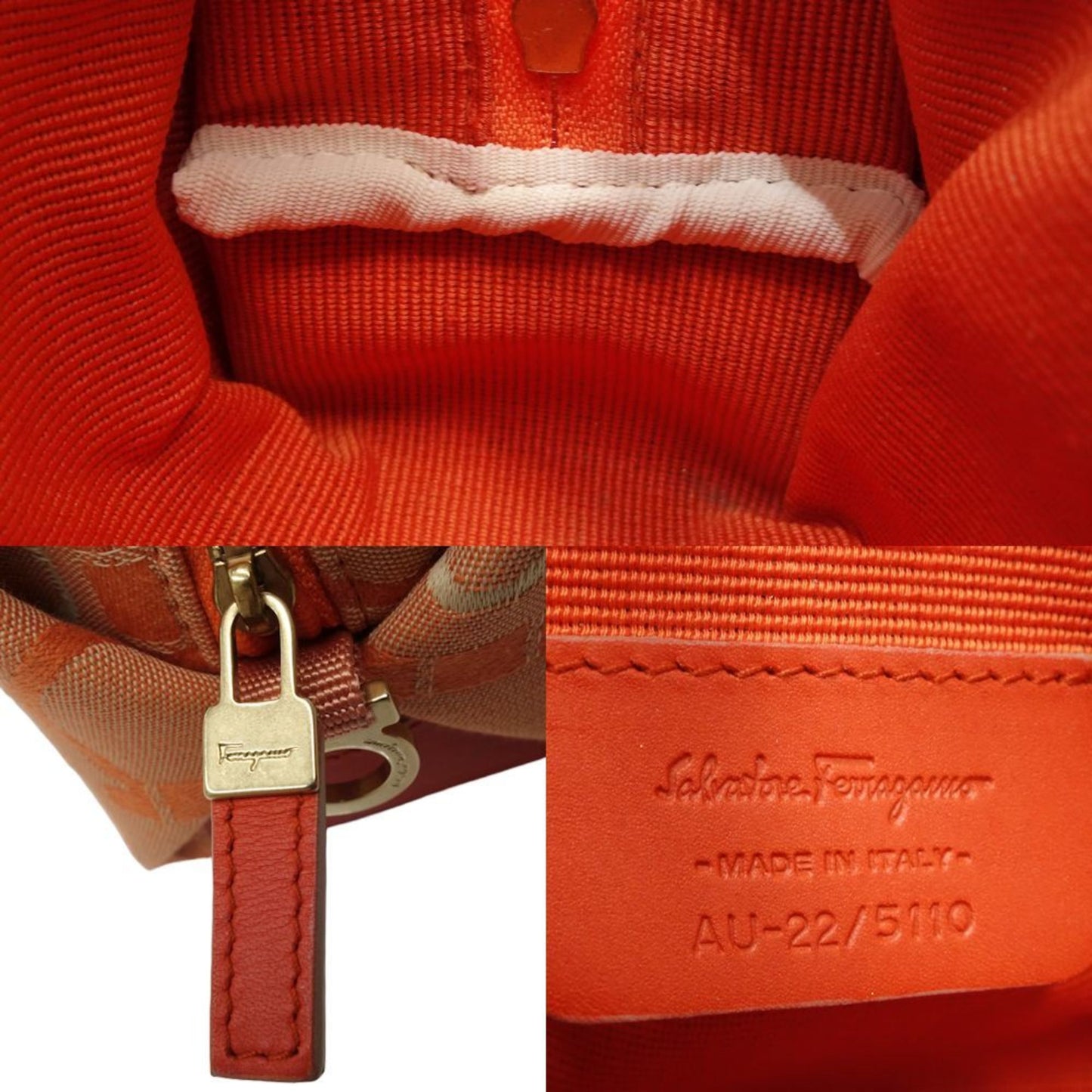Salvatore Ferragamo Orange Canvas Gancini