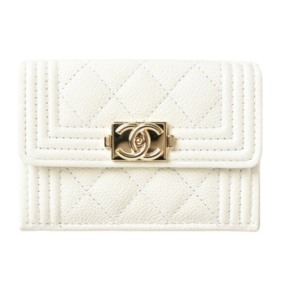 Chanel White Leather Boy